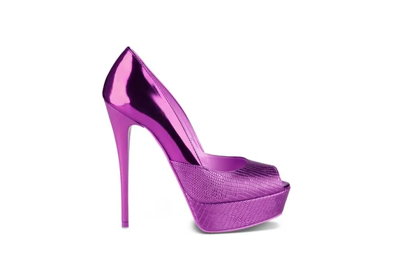 Zapato Mujer Barnizado Rosa Aislado Sobre Fondo Blanco —  Fotos de Stock
