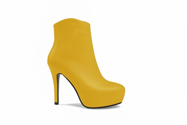 Zapato Mujer Amarillo Aislado Sobre Fondo Blanco —  Fotos de Stock