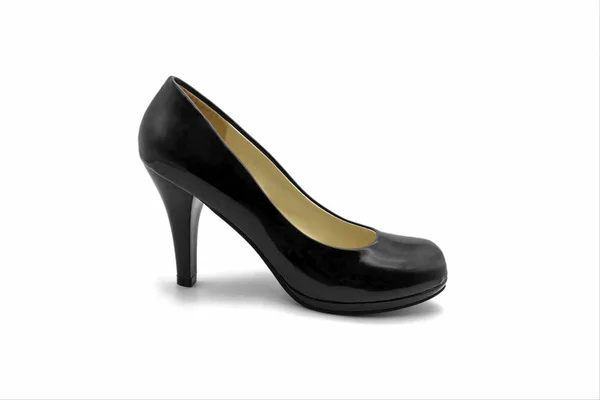 Черная Лакированная Женская Обувь Изолирована Белом Фоне — стоковое фото