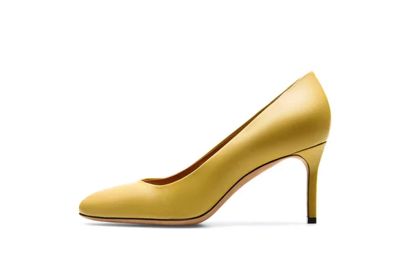 Zapato Mujer Amarillo Aislado Sobre Fondo Blanco — Foto de Stock