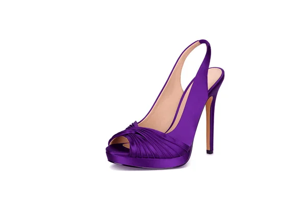 Chaussure Femme Violette Velours Isolée Sur Fond Blanc — Photo