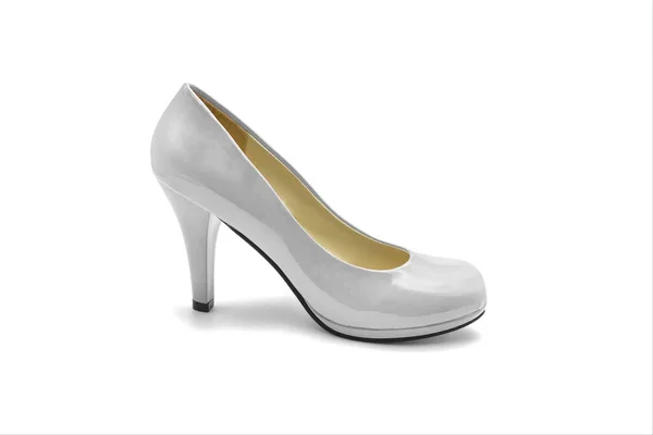 Zapato Mujer Blanco Barnizado Aislado Sobre Fondo Blanco —  Fotos de Stock