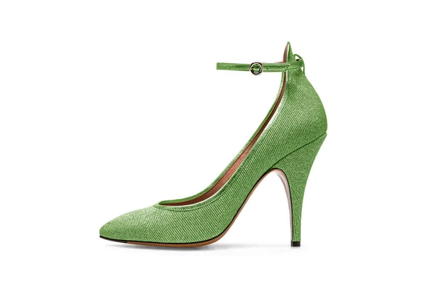 Zapato Mujer Verde Aislado Sobre Fondo Blanco — Foto de Stock