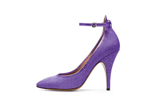 Chaussure Femme Violette Isolée Sur Fond Blanc — Photo