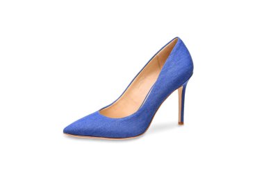 İzole üzerinde beyaz arka plan mavi jeans kadın ayakkabı