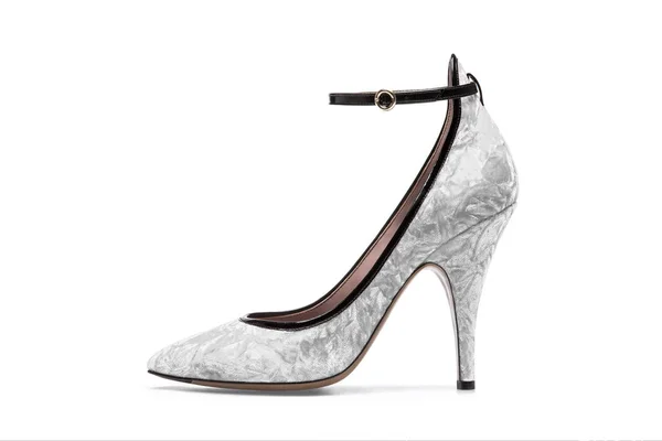 Белая Женская Обувь Рисунком Белом Фоне — стоковое фото