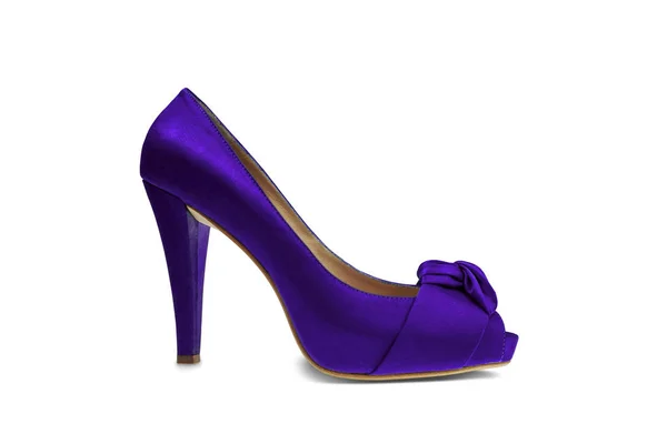 Purple Women Velour Shoe Isolated White Background — Stock Photo, Image