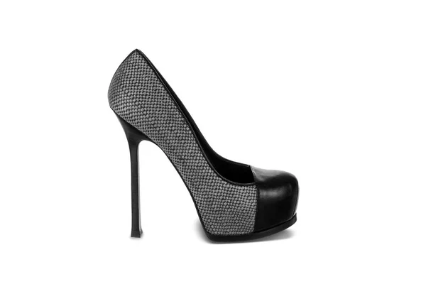 Zapato Mujer Negro Aislado Sobre Fondo Blanco —  Fotos de Stock