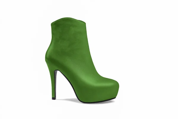 Chaussure Femme Verte Isolée Sur Fond Blanc — Photo