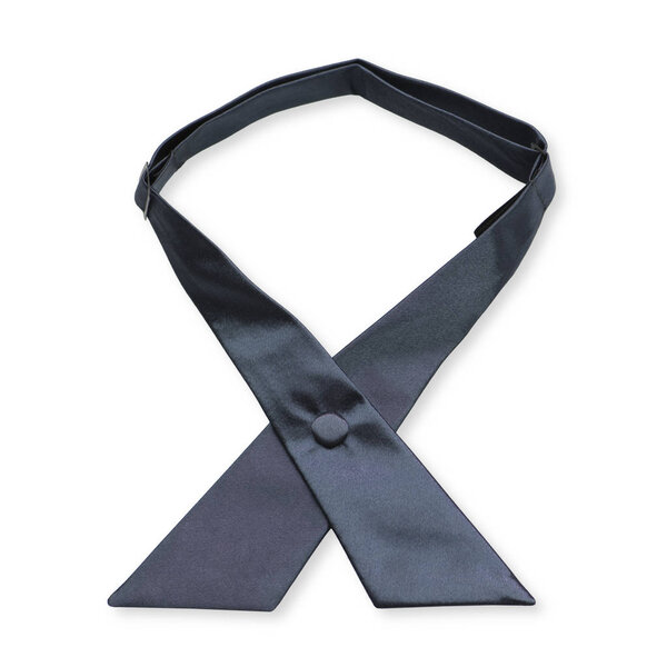 Dark grey satin crossover uniform tie isolated on white background. Concitor Collection