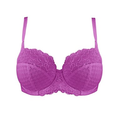 Beyaz arka plan üzerinde izole sutyen yukarı pembe ipek seksi itin