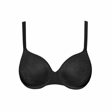Siyah ipek seksi beyaz arka plan üzerinde izole sutyen ittirir