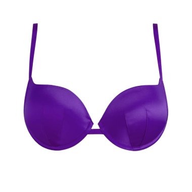 Beyaz arka plan üzerinde izole sutyen yukarı mor ipek seksi itin