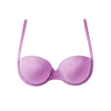 Beyaz arka plan üzerinde izole sutyen yukarı pembe ipek seksi itin. Kadın pahalı zarif iç çamaşırı giyim