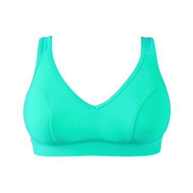 Beyaz arka plan üzerinde izole ışık turkuaz spor sutyen. Bayanların zarif spor giyim