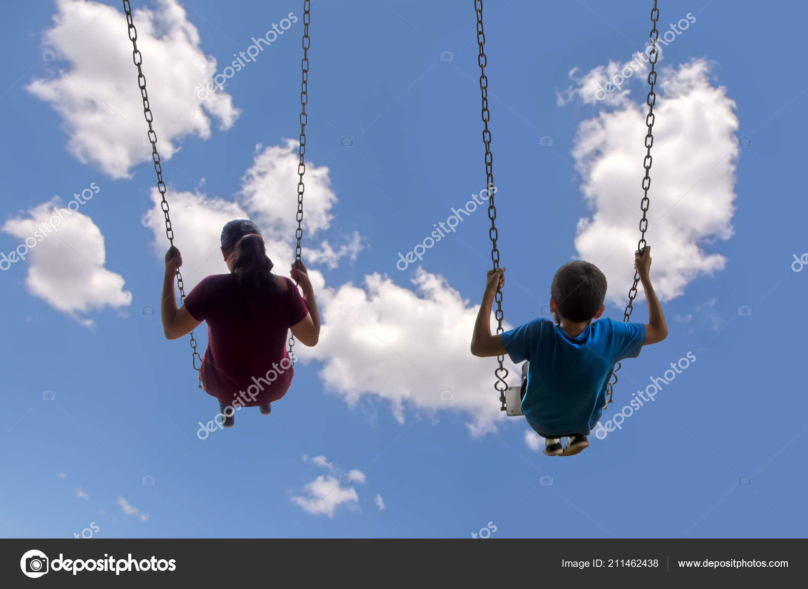 blue and white swing set