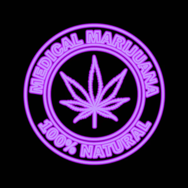 Marijuana Médica Neon Roxo Sinal Logotipo Modelo Gráfico Estilo Tendência — Fotografia de Stock