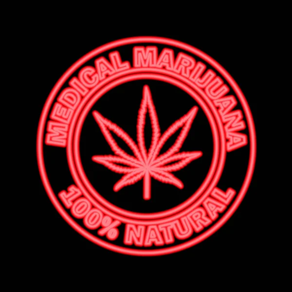 Marihuana Tıbbi Neon Kırmızı Işaret Logosu Modern Trend Tarzı Siyah — Stok fotoğraf