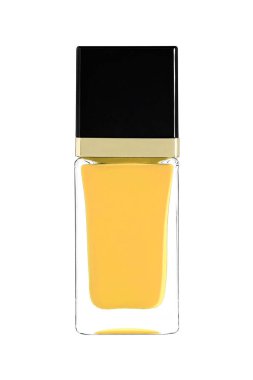 Soluk sarı tırnak cilası cam şişe, manikür ve pedikür beyaz arka plan üzerinde izole. Dekoratif kozmetik ürünleri, güzellik moda makyaj