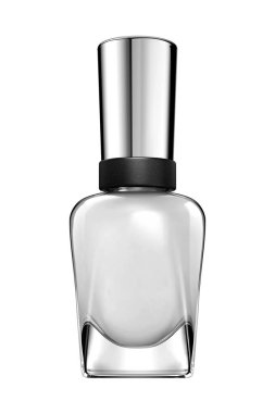 İnci beyaz oje cam şişe, manikür ve pedikür beyaz arka plan üzerinde izole. Dekoratif kozmetik ürünleri, güzellik moda makyaj