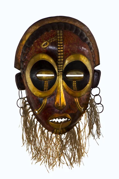 Abstract African Wooden Mask Isolated White Background — Stock Photo, Image