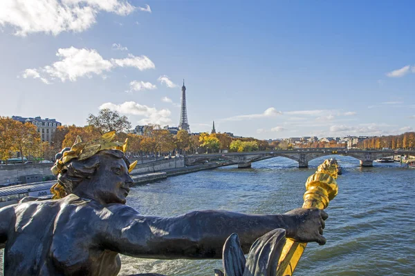 Pont Alexandre Iii Híd Díszítik Díszes Szecessziós Lámpák Szobrok Párizsban — Stock Fotó