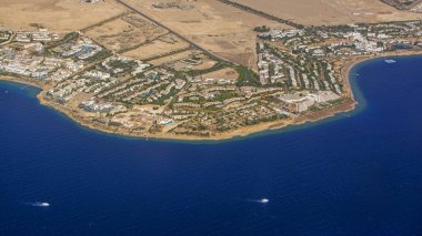 Sağ Al paşa Coast, Qesm Sharm kül Şeyh, Güney Sina, Sheraton Sharm Hotel, Resort, Villas ve Spa ile Mısır için güzel havadan görünümü