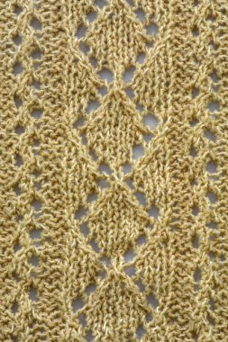 Örme doku. Yünden kumaş. Arka plan kopya alanı. El yapımı kazak doku, örme yün desen, krem arka plan