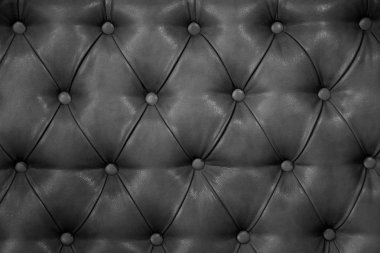 Texture of genuine dark grey leather upholstered furniture. Decorative background of genuine quilted leather capitone texture clipart