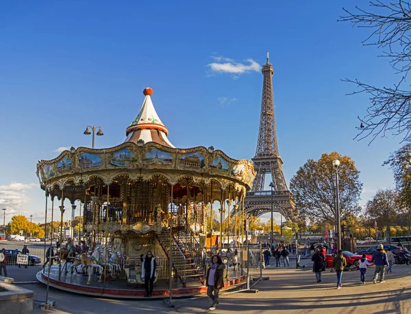 Paris Franciaország November 2018 Eiffel Torony Vidám Megy Kerek Trocadero — Stock Fotó