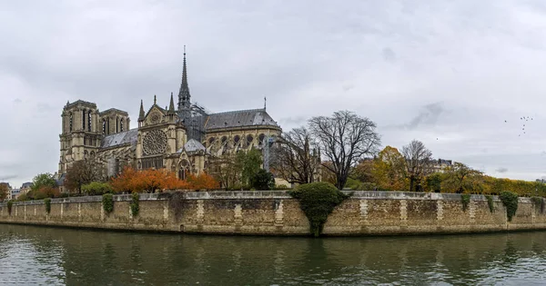 Ευρύ Πανόραμα Του Ποταμού Notre Dame Παρίσι Και Του Σηκουάνα — Φωτογραφία Αρχείου