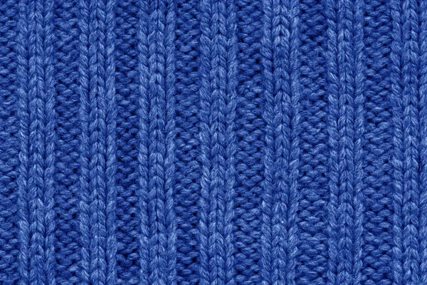 针织质感 羊毛制成的花纹织物 复制空间 手工毛衣纹理 针织羊毛图案 蓝色背景 — 图库照片