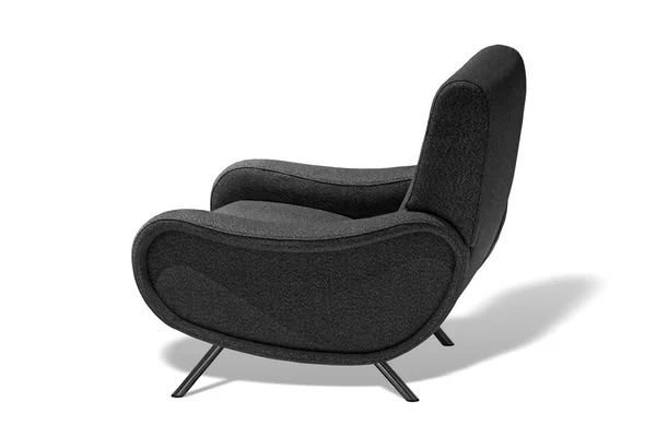 Poltrona Cor Preta Cadeira Designer Moderno Fundo Branco Cadeira Estofamento — Fotografia de Stock