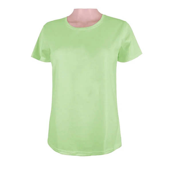 Mockup Mall Kvinnas Shirt Mintgrön Färg Skyltdocka Isolerad Vit Bakgrund — Stockfoto