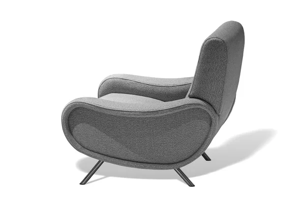 Grey Color Armchair Modern Designer Chair White Background Textile Upholstery — Stock Photo, Image