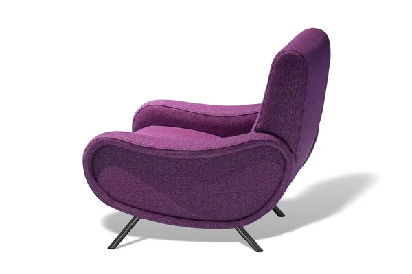 Eggplant Color Armchair Modern Designer Chair White Background Textile Upholstery — Stock Photo, Image