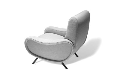 Beyaz renk koltuk. Beyaz arka plan üzerinde modern tasarımcı sandalye. Tekstil döşemelik sandalye