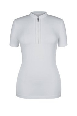 Beyaz içi boş erkek t-shirt metal fermuar ile beyaz arka plan üzerinde izole. Hayalet manken fotoğraf