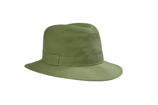 Green Wide Brimmed Cowboy Hat Stylish Men Headwear Element Costume — ストック写真