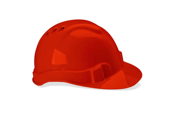 Plastic Red Safety Helmet Isolated White Background Safety Equipment Concept — Stock Photo, Image