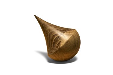 Tahta üst, iplik izole beyaz arka plan üzerinde. Ahşaptan yapılmış gyroscopet iplik