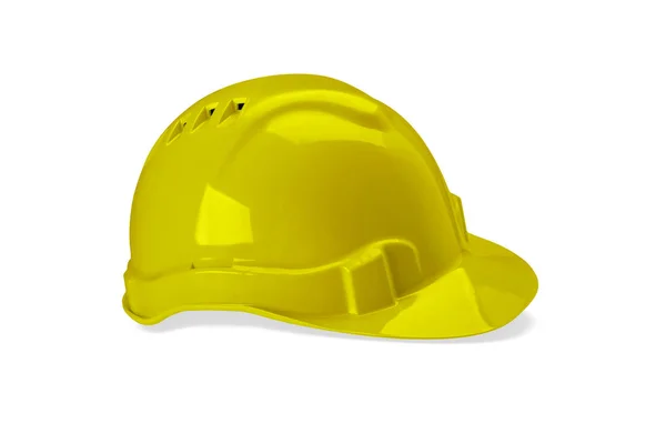 Plastic Yellow Safety Helmet Isolated White Background Safety Equipment Concept — Stock Photo, Image