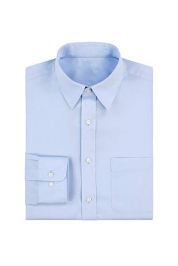 Beyaz bir arka plan üzerinde izole moda düz mavi erkek gömlek