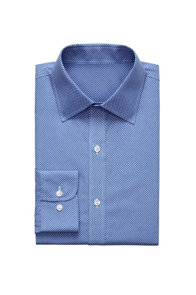 Moda Blu Chiazzato Mens Camicia Isolata Uno Sfondo Bianco — Foto Stock