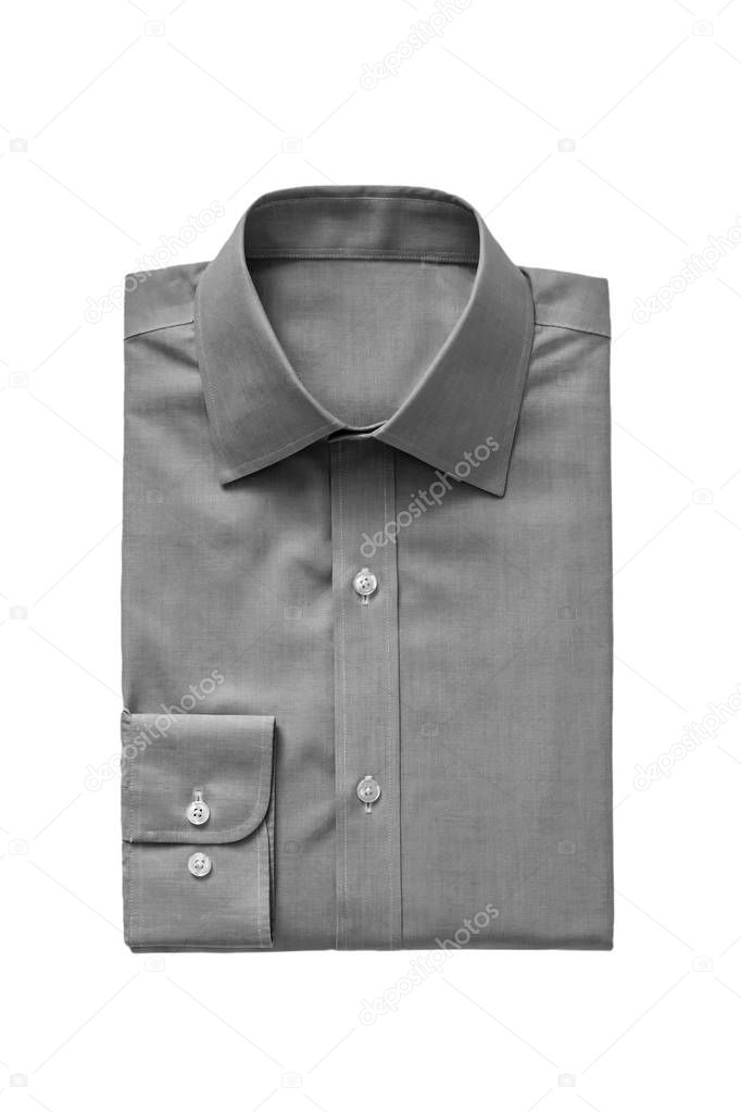Fashionable plain grey mens shirt isolated on a white background