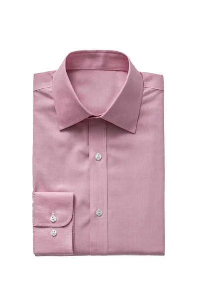 Camisa Homens Rosa Liso Elegante Isolado Fundo Branco — Fotografia de Stock