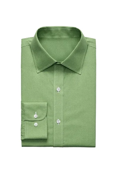 Camisa Masculina Elegante Verde Manchado Isolado Fundo Branco — Fotografia de Stock