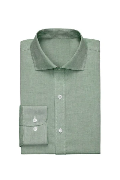 Camisa Dos Homens Checkered Verde Elegante Isolado Fundo Branco — Fotografia de Stock