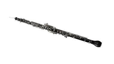 Black wooden oboe isolated on a white background. Music instruments series clipart