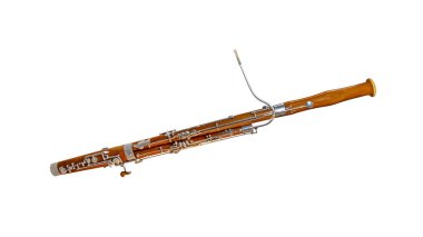 Wooden bassoon isolated on a white background. Music instruments series clipart